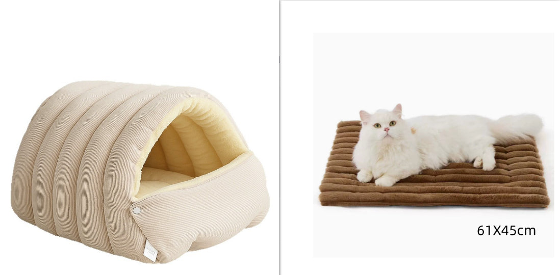 Enclosed Cat & Dog Sleeping Nest — Washable, 3 Colors, Medium & Large