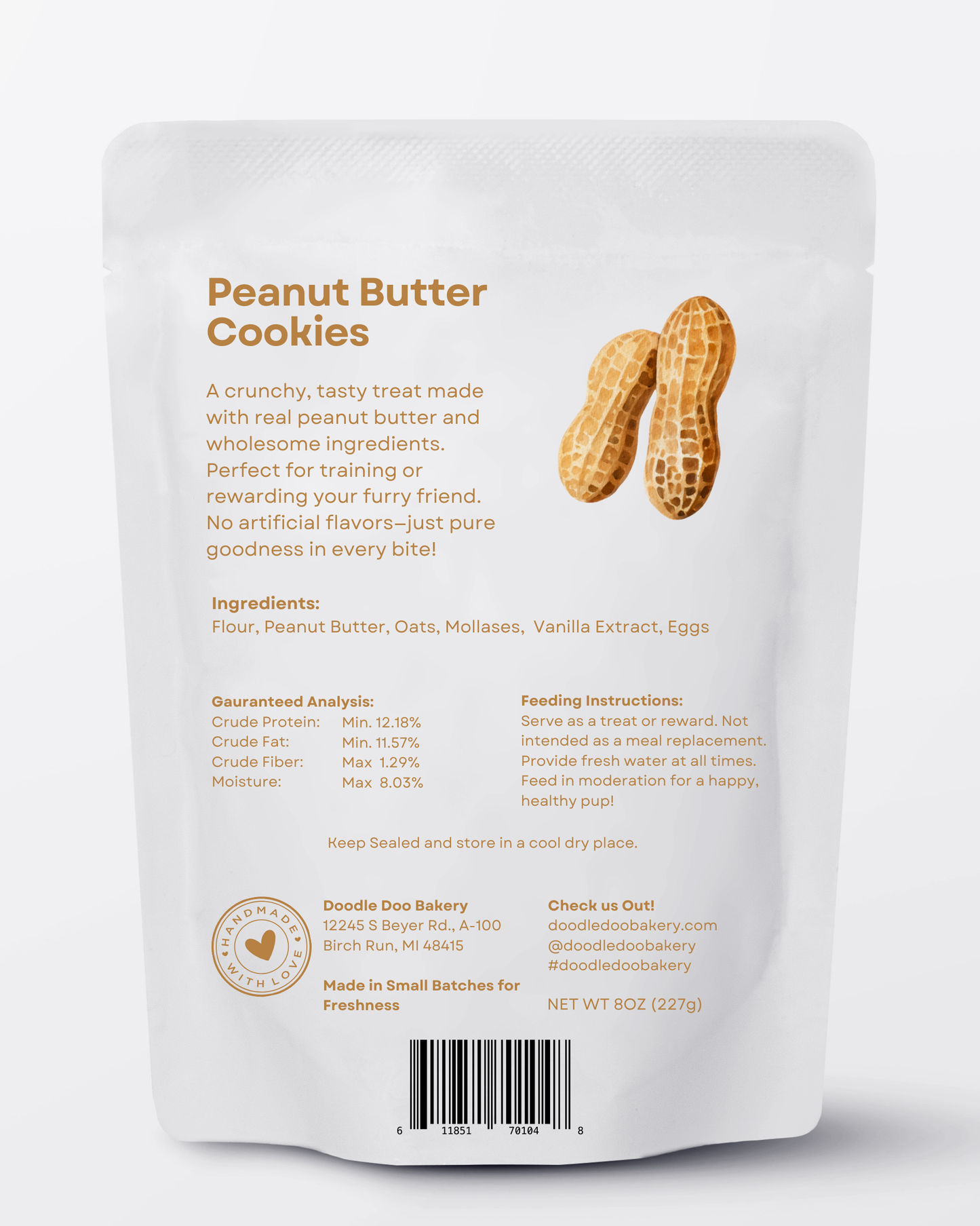 Homemade Dog Treats - ๐ฅ Peanut Butter Cookies Treat 1/2lb