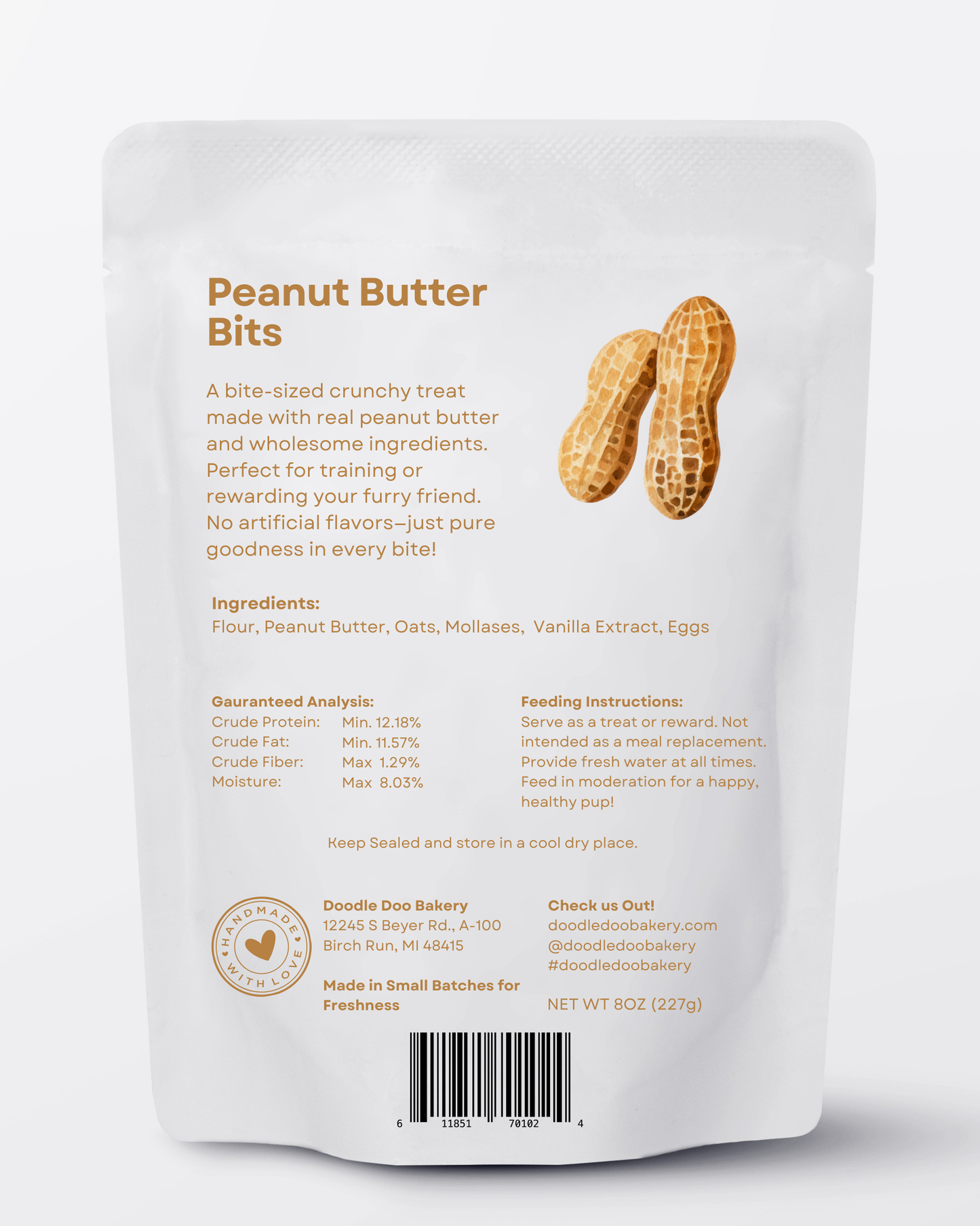 Homemade Dog Treats - ๐ฅ Peanut Butter Bits Dog Biscuits 1/2lb