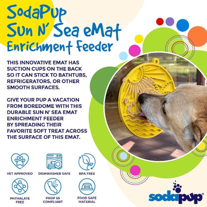 Sun n' Sea eMat - Enrichment Lick Mat For Dogs and Cats - With Suction Cups - Beach Design | USA Made