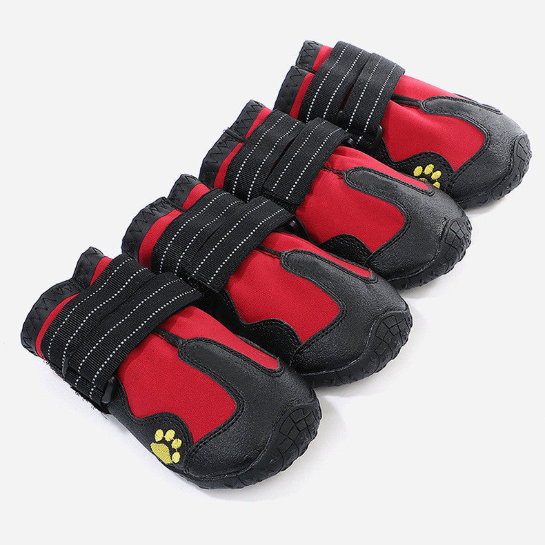 Dog Waterproof Rubber Boots 4-Pack — Black & Red, Sizes 1–8