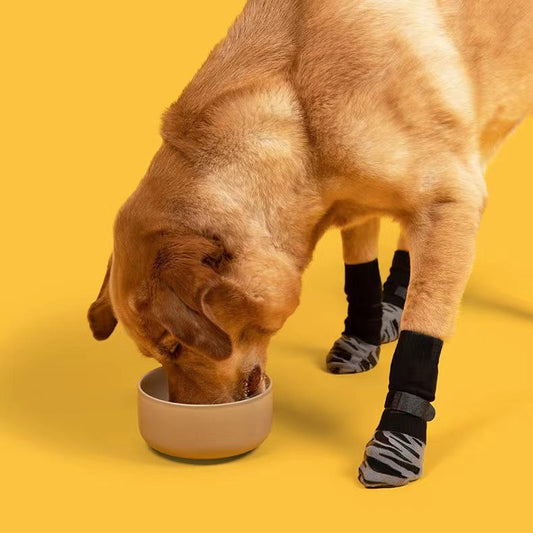 Dog & Cat Waterproof Sock Shoes 4-Pack — 2 Patterns, Sizes XS–XL