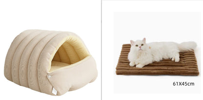 Enclosed Cat & Dog Sleeping Nest — Washable, 3 Colors, Medium & Large