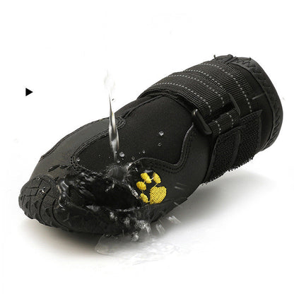 Dog Waterproof Rubber Boots 4-Pack — Black & Red, Sizes 1–8