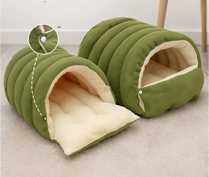 Enclosed Cat & Dog Sleeping Nest — Washable, 3 Colors, Medium & Large