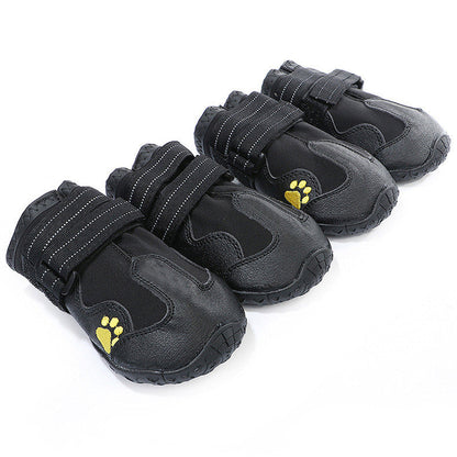 Dog Waterproof Rubber Boots 4-Pack — Black & Red, Sizes 1–8