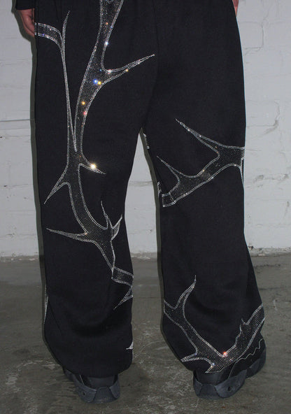 THORN RHINESTONE SWEATPANTS BLACK